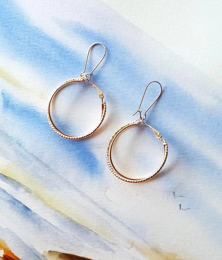 Gouden creoolse oorbellen grote ringen nieuw – photo 2